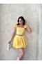 Women's Short Brode Fabric Balloon Skirt with Elastic Waist Crop Set - 5