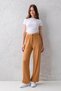 Women's Mink High Waist Elastic Waist Lace up Stretchy Wide Leg Palazzo Wrinkle Women's Trousers - 5