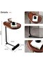 C-Shaped Side Table, Solid Wood Top with Metal Base, Modern Sofa End Table, Brwon/Black - 3