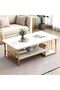 2-Tier Round Coffee Table with Metal Frame Nesting Side Table Set for Living Room, Bedroom - 2