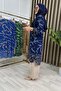 Model Suit Viscose Fabric Women's Navy Blue Patterned Hijab Double Suit - 3