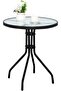 Stylish Round Patio Table with Tempered Glass Top and Durable Metal Frame (BLACK) - 3