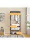 Freestanding Metal Wardrobe Storage Rack Clothes Organizer with Hanging Rod and Shelves - 2