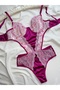 Fuchsia Floral Embroidered Satin Detailed Bodysuit - 5