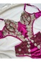 Purple Lace Floral Embroidered Satin Detailed Transparent Bodysuit - 3