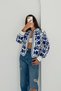 Women's White Navy Floral Embroidered Sports Casual Jacket - 8