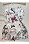 Basic Patterned Cross Back Satin Mini Dress Nightgown - 2