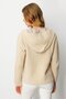 Women's Hooded Zippered Short Knitwear Sweatshirt Beige - 3