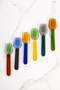 Set of 6 Colorful Glass Spoons Borosilicate Glass Prismatic Mouth Ice Cream Spoon Heat Resistant