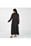 Black Tiered Maxi Dress – Peter Pan Collar Neck in Polyester and Chiffon Blend. - 2