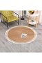 FFD Round Jute Carpet | Handwoven Braided Natural Jute Area Rug - Rustic Vintage Beige 100x100cm - 3