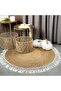 FFD Round Jute Carpet | Handwoven Braided Natural Jute Area Rug - Rustic Vintage Beige 100x100cm - 5