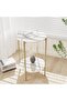 2 Tier MDF Coffee Table: Minimalist Nordic Style White Elegant Round Tables Tea Table Sturdy Gold - 7