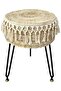 FFD Handwoven Pouf Ottoman | Natural Seagrass Footrest with 3 Metal Legs | Round Vanity Stool fo