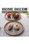 Handmade Rattan Tray Set of 2 with Mother-of-Pearl Inlay Round Boho Decorative Trays - 5