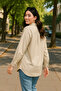 Women's Oversize Loose Cut Shirt - Beige - 3
