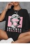 Women's Oversize T-Shirt - Modern Sculpture and Pink Detail Print |   Stylish Design with Intense Feelings Written - 2