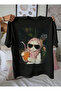 Women's Oversize T-Shirt - Funny Cat and Dinosaur Printed |   Fun and Different Summer Style - 3