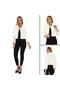 Women's White Crosswise Striped Fur Outer Fur Lined Inside Lined Brooch Luxury Crop Jacket - 2