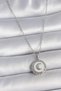 Silver Steel Chain White Enamel Crescent Embroidered Locket Necklace for Elegant Woman - 2