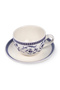 Callista 240 ml Ceramic Coffee Cup & Saucer Set (Purple & White, Set Of 6) - 2