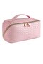 Large Capacity Travel Makeup Bag for Women – Waterproof PU Leather Cosmetic Bag with Handle, Adjus