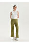 Lcwaikiki Basic Khaki Elastic Waist Wide Leg Women's Trousers