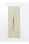 Gi̇yçık Store Den Bej K Linen Mixed Women's P Pleated Pants - 6