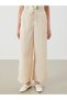 Lcwaikiki Classic Beige Elastic Waist Textured Wide Leg Women's Trousers - 2