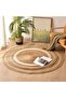 FFD 120x120cm Jute Rug Carpet Floor Mat Round Shape with White Line Jute Carpet Hand Woven Jute Mat - 8