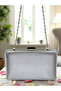 Silver Gray Lame Color Laser Snake Pattern Women's Evening Dress Bag Evening Bag Wedding Engagement Portfolio - 7