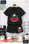Children's Unisex “Felix Cat Bottom Written“ Custom Printed Crew Neck T-Shirt - Shorts Set