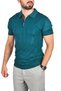 Men's Green Slim Fit Breathable Cotton Polo Collar T-Shirt Slim Fit Knitted Fabric T-Shirt 2505030 - 5