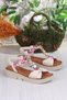 079-513 Fls Buckle Detailed Rubber Tied Colorful Knitted Thick Sole Women's Sandals - 4