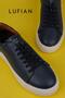 Navy Blue Tommy Men's Leather Sneakers Comfort Sole Shoes - 8