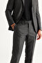Men's Anthracite-Grey Slim Fit Slim Fit Mono Collar Patterned Suit - 4