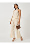 Textured Halter Neck Asymmetric Hem Top and Wide Leg Pants Co-Ords