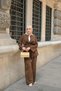 Women's Stone Detailed Double Suit Brown