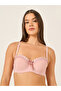 Solid Lace and Bow Detail Padded Wired Push Up Bra