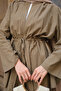 Women's Stone Detailed Double Suit Khaki Green - 6