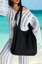 Women's Knitted Summer Knitwear with Shoulder Strap Black Beach Bag 40X36 - 2