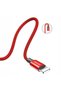 Cablu USB împletit din material textil - iPhone Lightning 1.8m - roșu - 5