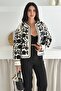 Women's Beige Black Flower Pattern Embroidery Embroidered Long Sleeve Stylish Jacket - 5