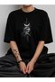 Unisex Cotton Black Oversize "Moon" Printed Crew Neck Comfortable Casual T-Shirt - 8