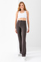 Women's High Waist Shaping / Sculpting Stretch Fabric Wide Leg Trousers Anthracite - 5111 - 4