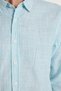 Men's Slim Fit Slim Fit Buttoned Sports Collar Linen Effect 100% Cotton Striped Summer Green Shirt - 3