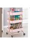 3-Tier Rolling Utility Carts Trolley Storage Cart with Handle Multifunctional Organization Cart with - 8
