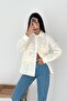 Women's Off Shoulder Palm Pattern Embroidery Embroidered Long Sleeve Cotton Shirt - 4