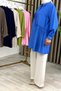 Ahu Shirt Strawberry Fabric Women's Blue Buttoned Shirt with Pocket and Ruffle Detail - 5