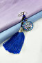 Navy Blue Tasseled Colorful Hamse Hand Figured Keychain, Gift Keychain